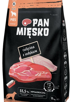 Pan Mięsko Karma sucha dla psa - cielęcina i indyk chrupki XL 9kg