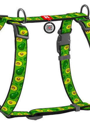 Collar WauDog Nylon Szelki nylonowe anatomiczne w kształcie litery H, z QR-paszportem, plastikowy fastex, wzór AWOKADO, rozmiar L 25mm