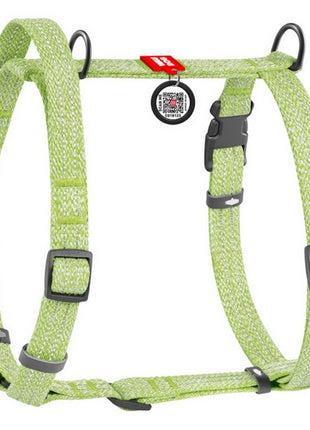 Collar WauDog Re-Cotton Szelki z rączką z regenerowanej bawełny anatomiczne w kształcie litery H, odblaskowe z QR-paszportem, plastikowy fastex, L jasnozielone