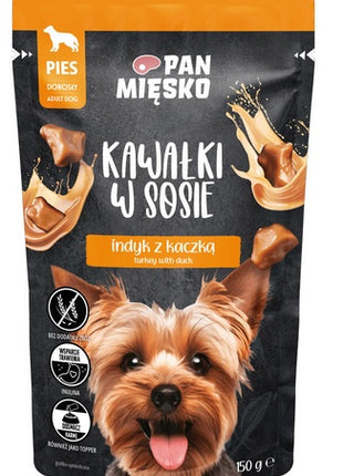 Pan Mięsko Karma mokra dla psa - indyk z kaczką kawałki w sosie saszetka 150g