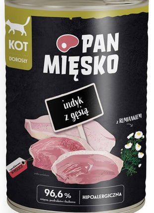 Pan Mięsko Karma mokra dla kota - indyk i gęś puszka 400g