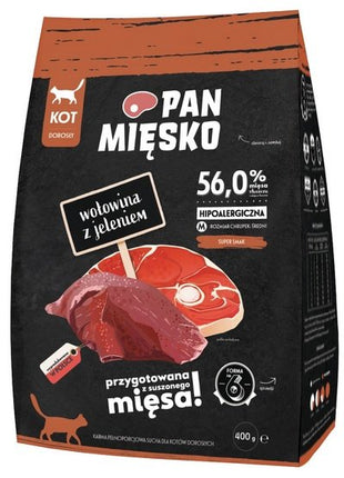 Pan Mięsko Karma sucha dla kota - wołowina i jeleń chrupki M 400g