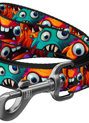 Collar WauDog Nylon Smycz nylonowa M 20mm/200cm, wzór ZĘBATE POTWORY