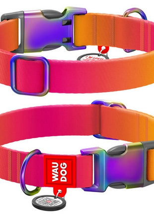 Collar WauDog Recycled Obroża nylonowa z QR-paszportem, gradient XL 25mm x 37-58cm pomarańczowy