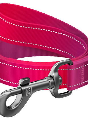 Collar WauDog Nylon Mono Smycz nylonowa odblaskowa S 15mm/200cm różowa