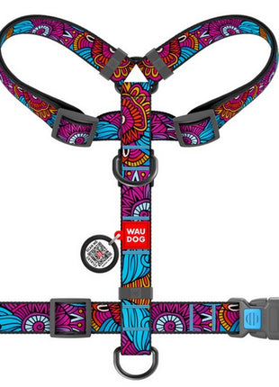 Collar WauDog Nylon Szelki nylonowe anatomiczne w kształcie litery H, z QR-paszportem, plastikowy fastex, wzór LATO, rozmiar L 25mm