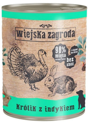 Wiejska Zagroda Królik z indykiem puszka 800g