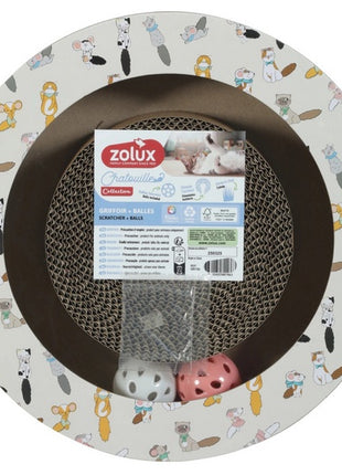 Zolux Chatouille Drapka tekturowa okrągła z piłkami i kocimiętką