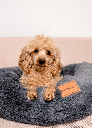 MIMIKO Pets Legowisko Shaggy okrągłe L 60cm grafitowe