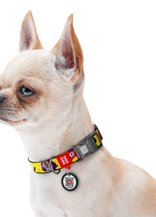 Collar WauDog Nylon Obroża nylonowa z QR-paszportem, plastikowy fastex, wzór FUTRZANE POTWORY, L 25mm/33-49cm