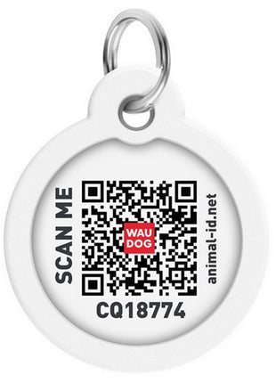 Collar WauDog Smart ID Zawieszka z QR-paszportem okrągła 3cm banany na różu