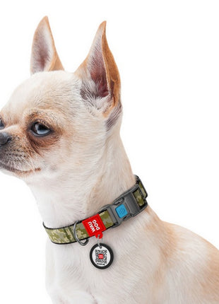 Collar WauDog Nylon Obroża nylonowa z QR-paszportem, plastikowy fastex, wzór MILITARY, L 25mm/33-49cm