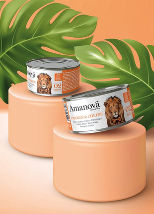 Amanova Cat Chicken & Cheese - kurczak i ser w bulionie puszka 70g [02]