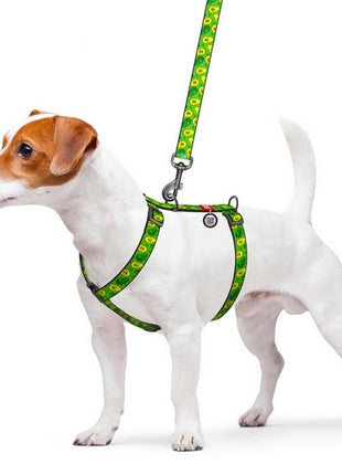 Collar WauDog Nylon Szelki nylonowe anatomiczne w kształcie litery H, z QR-paszportem, plastikowy fastex, wzór AWOKADO, rozmiar L 25mm