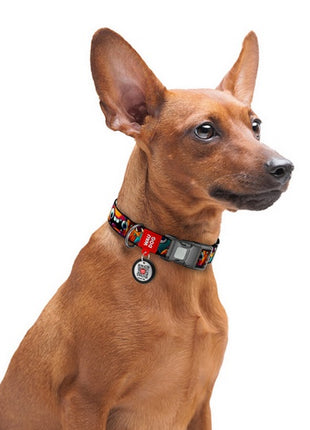 Collar WauDog Nylon Obroża nylonowa z QR-paszportem, plastikowy fastex, wzór ZĘBATE POTWORY, S 15mm/25-35cm
