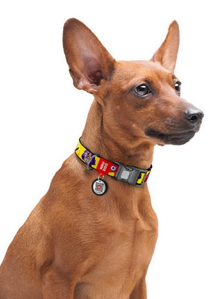 Collar WauDog Nylon Obroża nylonowa z QR-paszportem, plastikowy fastex, wzór FUTRZANE POTWORY, L 25mm/33-49cm