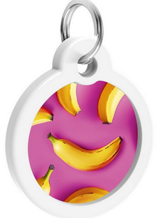 Collar WauDog Smart ID Zawieszka z QR-paszportem okrągła 3cm banany na różu