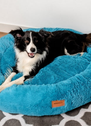 MIMIKO Pets Legowisko Shaggy okrągłe XXL 100cm turkusowe