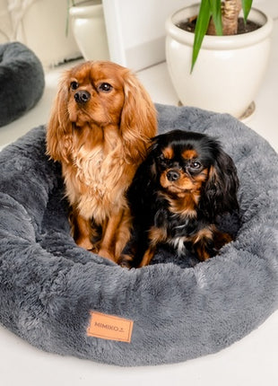 MIMIKO Pets Legowisko Shaggy okrągłe XL 75cm grafitowe
