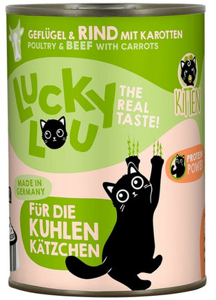 Lucky Lou Lifestage Kitten Drób i wołowina puszka 400g