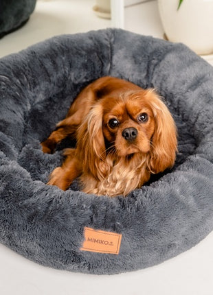 MIMIKO Pets Legowisko Shaggy okrągłe XL 75cm grafitowe