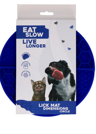 Eat Slow Live Longer Lick Mat Dimensions Circle Blauw