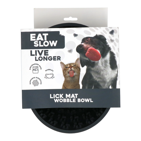 Eat Slow Live Longer Lick Mat Wobble Bowl Grijs