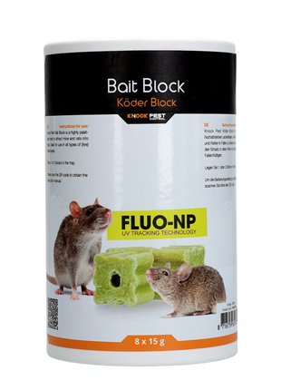 Knock Pest Lokmiddel Blok voor muis&rat Fluo-NP 8 x 15 g