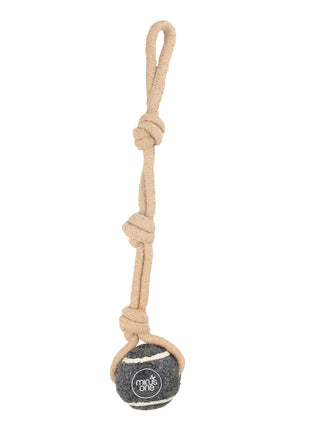 Minus One Dog Tennis Ball Rope Toy Single Grey