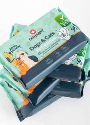 Opharm Dogs & Cats Pet Wipes - chusteczki nawilżane dla psa i kota 48szt