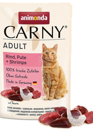 Animonda Carny Adult Wołowina, Indyk + Krewetki saszetka 85g