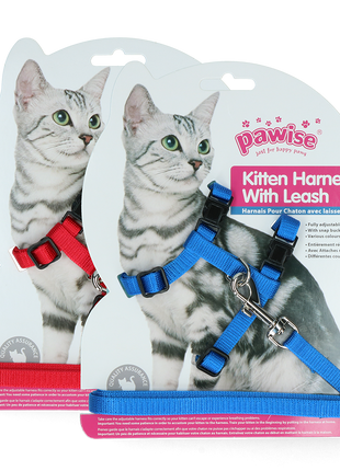 Pawise Kitten Harness With Leash Red/Blue