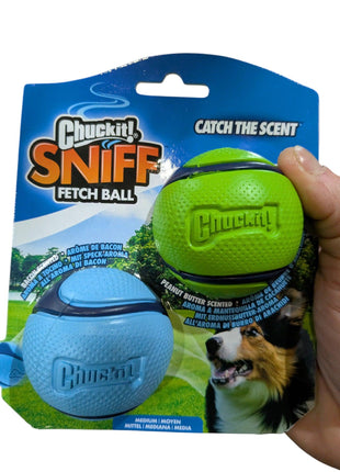 Chuckit Sniff Fetch Bal Combo – Apporteerballen met Pindakaas- & Bacongeur – 6 cm (2 stuks)