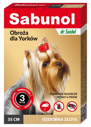 Sabunol GPI Obroża przeciw pchłom dla yorka ozdobna złota 35cm