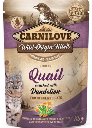 Carnilove Cat Quail & Dandelion Sterilised - przepiórka i mniszek saszetka 85g