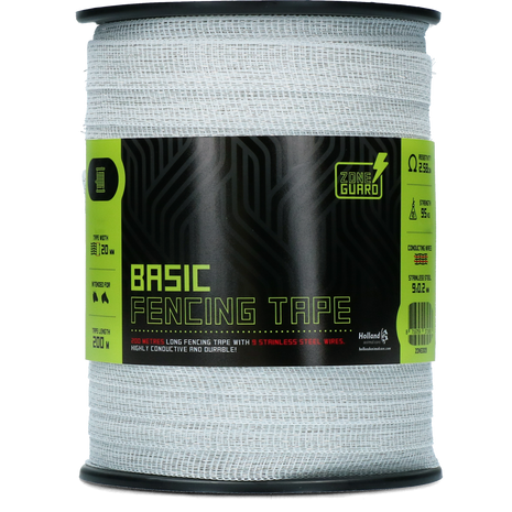ZoneGuard 20 mm Basic afrasteringslint wit 200 m (9 draden)