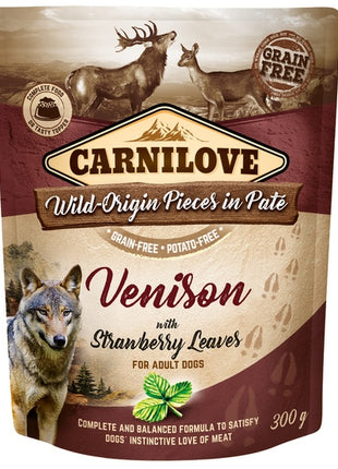 Carnilove Dog Venison & Strawberry Leaves - dziczyzna i liście truskawki saszetka 300g