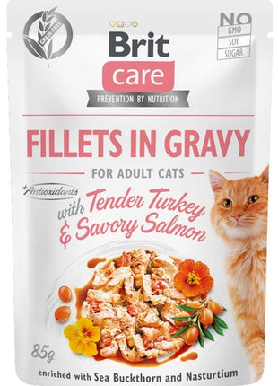 Brit Care Cat Fillets In Gravy Tender Turkey & Savory Salmon saszetka 85g